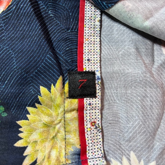 7 Downie St Button Up Shirt Mens Size 3 Medium Koi Fish All Over Print Stretch - Picture 5 of 9